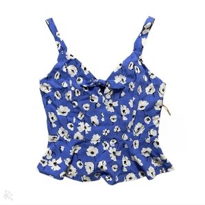 Skies Are Blue Peplum Waist Floral Top Size L